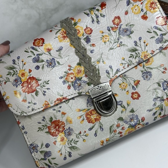 Patricia‎ Nash Floral Leather Crossbody Bag Suede Multiple Compartments - Picture 3 of 12